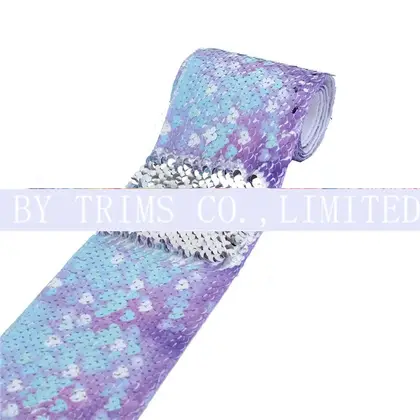 Sequin Cloth Beads Turn Garment Accessories Colorful Gradient Double-sided Polyester Ribbon 2 detail view 2