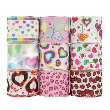 Valentine's Day Series Ribbon Wire Edge Kaoke Belt Small Polyester Ribbon 2 detail view 3