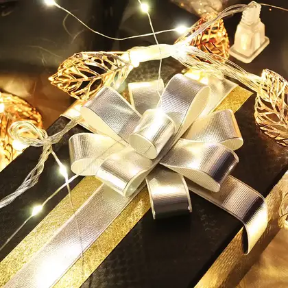 2.2cm Thread with Bronzing Silver Decorative Ribbon Gift Packaging detail view 3