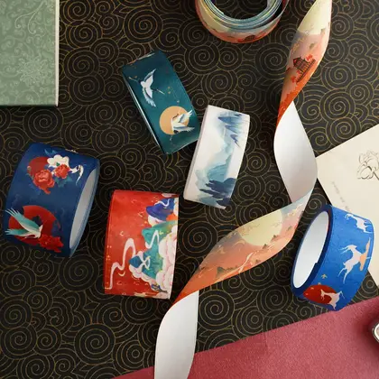 Guofeng Series Flower and Bird Landscape Pattern Ribbon Full detail view 2