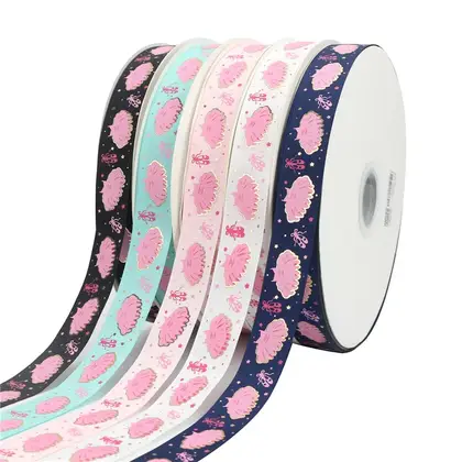 Outlet Stamping Mermaid Printing Ribbon Bow Material Handmade Hair detail view 3