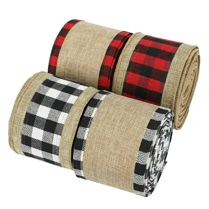 Christmas Ribbon 6.3cm Fine Linen Khao Ke Belt Festive detail view 2