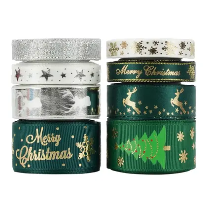 Christmas Ribbon Double-sided Thfactory Threaded Packaging Gift Accessories Decorationreaded detail view 3