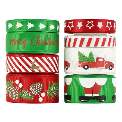 Christmas Ribbon Double-sided Thfactory Threaded Packaging Gift Accessories Decorationreaded detail view 2