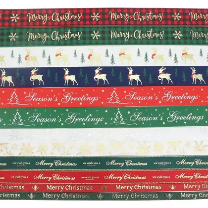 Christmas Ribbon Double-sided Threaded Gift Packaging Decorative Accessories Polyester Ribbon 3 detail view 2