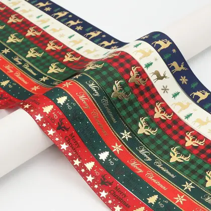Christmas Ribbon Double-sided Threaded Gift Packaging Decorative Accessories Polyester Ribbon 3 detail view 3