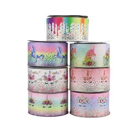 7.5cm Ribbed Ribbon Bronzing Unicorn Handmade Jewelry Bow detail view 3