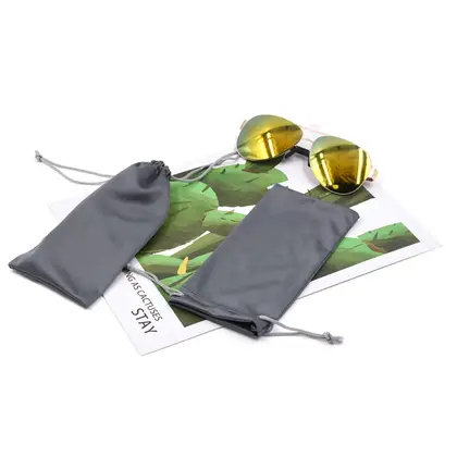 Fashion Glasses Bag Microfiber Solid Color Drawstring Phone Sunglasses detail view 3
