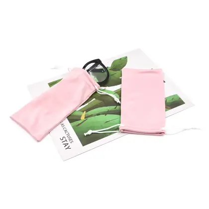 Fashion Glasses Bag Microfiber Solid Color Drawstring Phone Sunglasses detail view 2