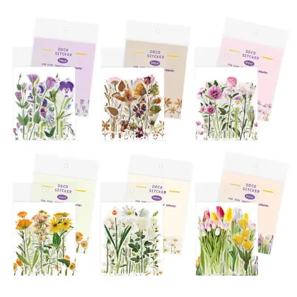 Flower Sticker Package Waterproof Transparent Pet Hand Account Bullet detail view 2