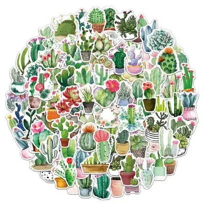 Green Cactus Plant Chloroplastida Sticker detail view 3