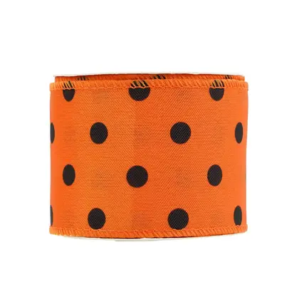 Halloween Ribbon 63mm Wire Edge Imitation Linen Khao Ke detail view 2
