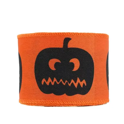 Halloween Ribbon 63mm Wire Edge Imitation Linen Khao Ke detail view 3