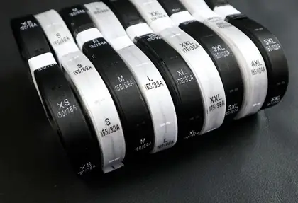 High-end Clothing Code Standard Satin Edging Mark Size Taiwan supplied by BY Boyuan