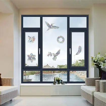 Hummingbird Static Window Sticker Leaf Feather Round detail view 3