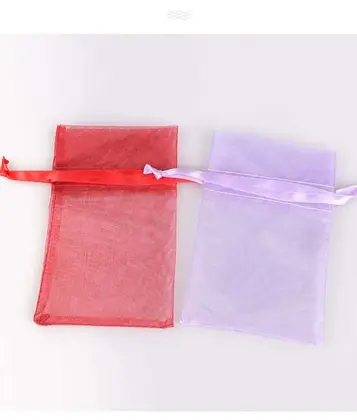 Custom Cosmetic Gauze Bag Mesh Drawstring Organza Pearl Can detail view 2