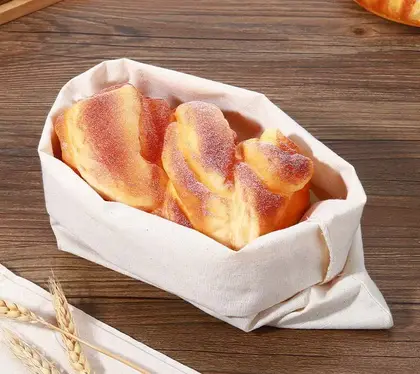 Cotton Bread Bags Recyclable European Drawstring Organic detail view 2