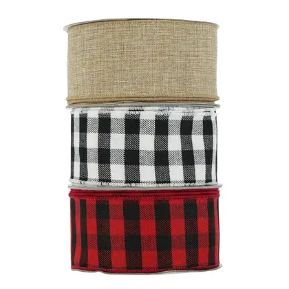 6.3cm Plaid Fine Linen Khao Ke with Christmas Ribbon detail view 2