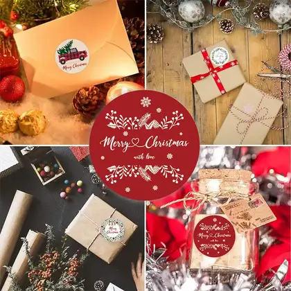 Merrychristmas Christmas Stickers Cute Cartoon Coated Paper Gift Decoration detail view 2