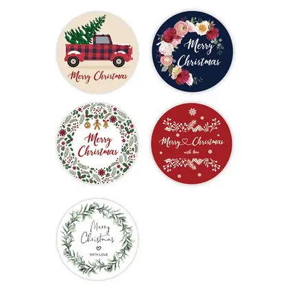 Merrychristmas Christmas Stickers Cute Cartoon Coated Paper Gift Decoration detail view 3