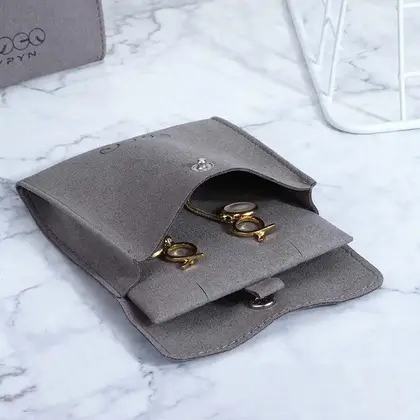 Microfiber Jewelry Flannel Bag Flip Stud Earrings Storage Printed Fleece and Drawstring Bags 2 detail view 2