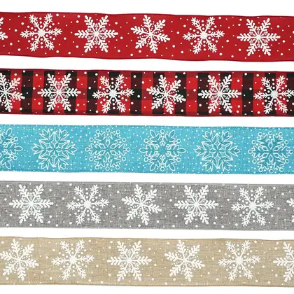 Midi Ribbon 6.3cm Christmas Iron Wire Edge Imitation Linen detail view 3