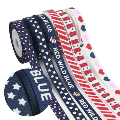 Midi Ribbon Independence Day Stars Stripe Threaded Set Printing detail view 2