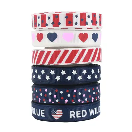 Midi Ribbon Independence Day Stars Stripe Threaded Set Printing supplied by BY Boyuan