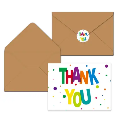 Navy Blue Thank You Cards Kraft Paper Envelopes Wedding detail view 2