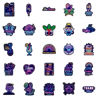 Neon Stickers Creative Cartoon Motorcycle Computer Skateboard Trolley Luggage detail view 2