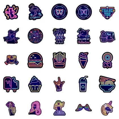 Neon Stickers Creative Cartoon Motorcycle Computer Skateboard Trolley Luggage detail view 3