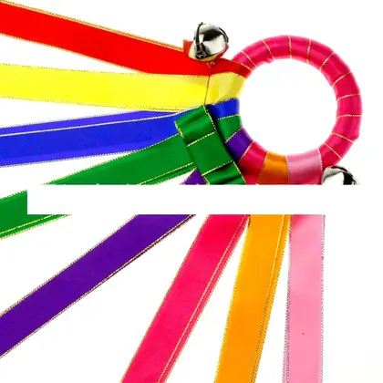 Cheerleading Holiday Ribbon Corsage Take Execise Dance Rainbow Colored detail view 2