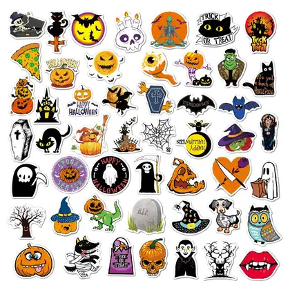 Pumpkin Stickers 50 Waterproof Cartoon Themed Bat Party Luggage detail view 2