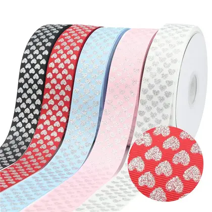 3.8cm Printed Silver Onion Ribbon Flowers Gift Packaging Thread detail view 2