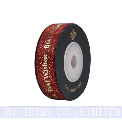 Year Festive Ribbon Bronzing Happy Word with Red Wedding detail view 3