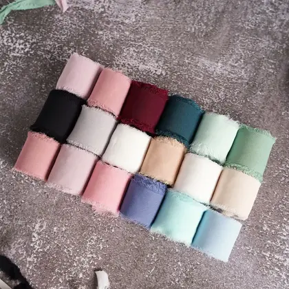 Personalized Custom Hand Torn Raw Edge Cloth Chiffon Ribbon detail view 3