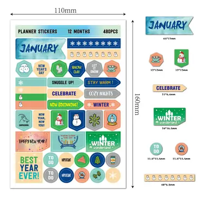 Planner Sticker Theme December Encourages Planning Festivals Decorate Stickers detail view 3