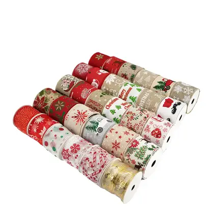 Ribbon Christmas Imitation Linen Wire Edge Coker Belt Special detail view 2