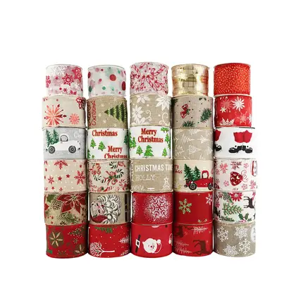 Ribbon Christmas Imitation Linen Wire Edge Coker Belt Special detail view 3