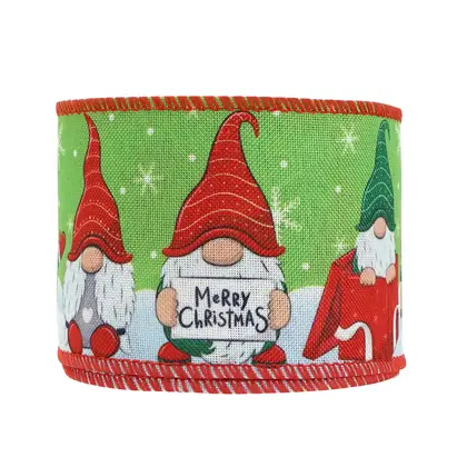 Ribbon Christmas Wire Edge Coker with Decoration Imitation Linen detail view 3