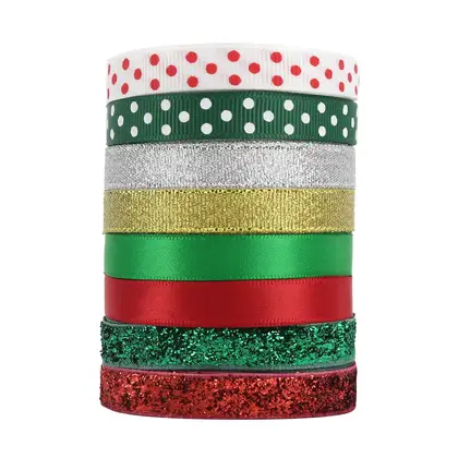 Ribbon Christmas Set Bow Hair Ornament Festive Scene Decoration detail view 2
