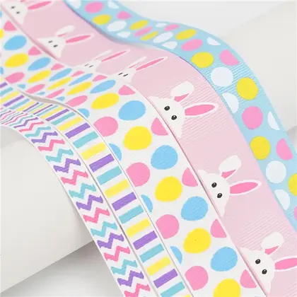 Ribbon Easter Wrap Tie Custom Heat Transfer Printing Threaded detail view 2