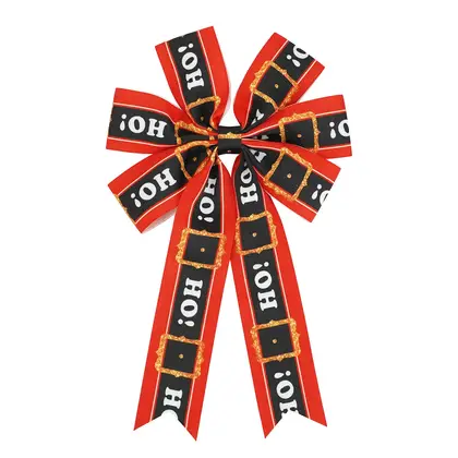 Ribbon Handmade Christmas Bow Tree Decoration 38mm Ribbed Webbing detail view 2
