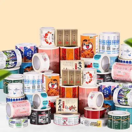 Roll Self-adhesive Label Coated Paper Bronzing Transparent Trademark Milk detail view 3