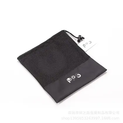 Shenzhen Customize Polyester Mesh Stitching Storage Bag Drawstring Pockets detail view 3