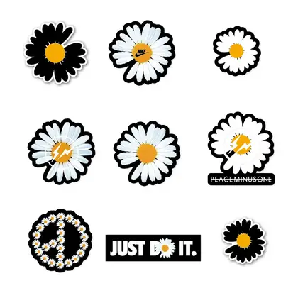 Small Daisy Sticker Luggage Waterproof White Plastic Drawbar Case detail view 2
