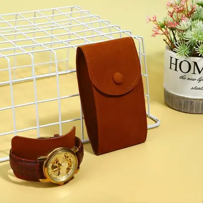 Double-sided Velvet Watch Envelope Bag Jewelry Snap High-grade Deerskin detail view 2