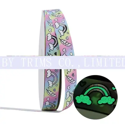 25MM Wide Ink Luminous Webbing Ribbed Ribbon Bow Will detail view 2