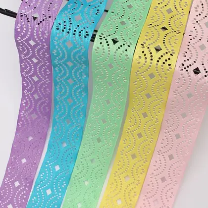 3.8cm Wave Pattern Hollow Belt Embossed Handmade Bow Clothing detail view 3