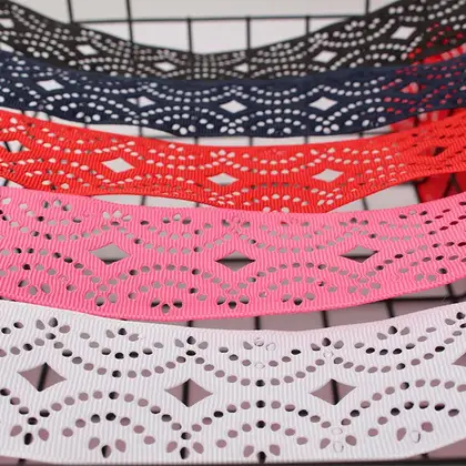 3.8cm Wave Pattern Hollow Belt Embossed Handmade Bow Clothing detail view 2